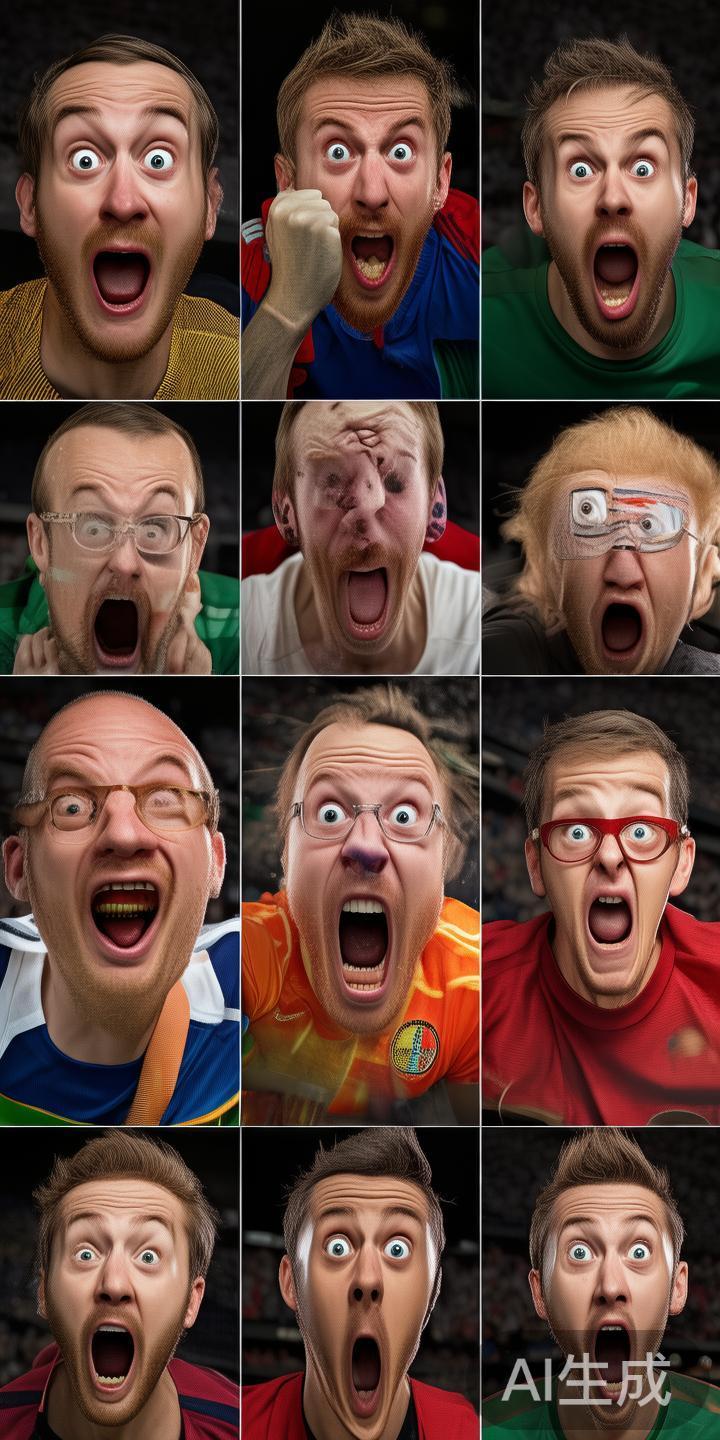 “世界杯赌球表情”丰富多彩，既有夸张的喜悦，也有失